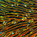 Black, Dichroic, Rainbow Opalescent, Herringbone, 3 mm, Fusible, 3 x 3 in.