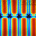Dichro on Black, Rainbow A Opalescent, Thin-rolled, 2 mm, Fusible, 3 x 3 in.