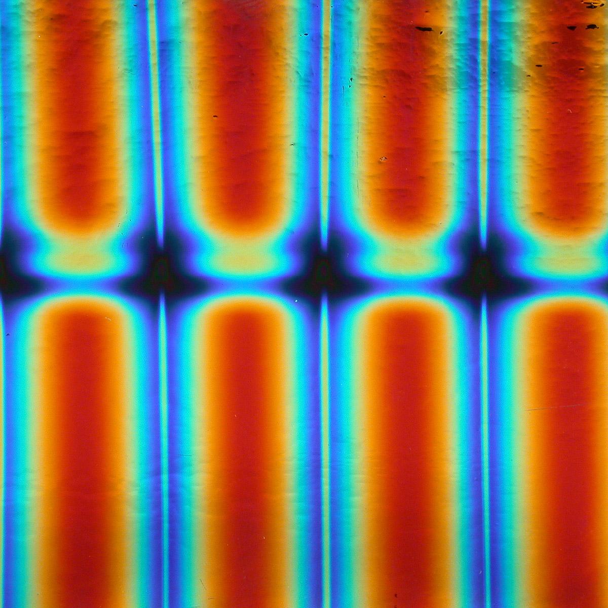 Dichro on Black, Rainbow A Opalescent, Thin-rolled, 2 mm, Fusible, 3 x 3 in.