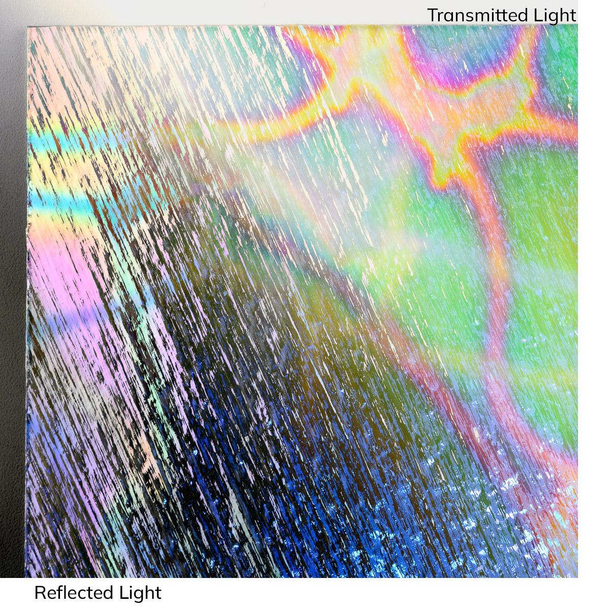 Dichro on Clear, Reptilian Transparent, Thin-rolled, 2 mm, Fusible, 3 x 3 in.