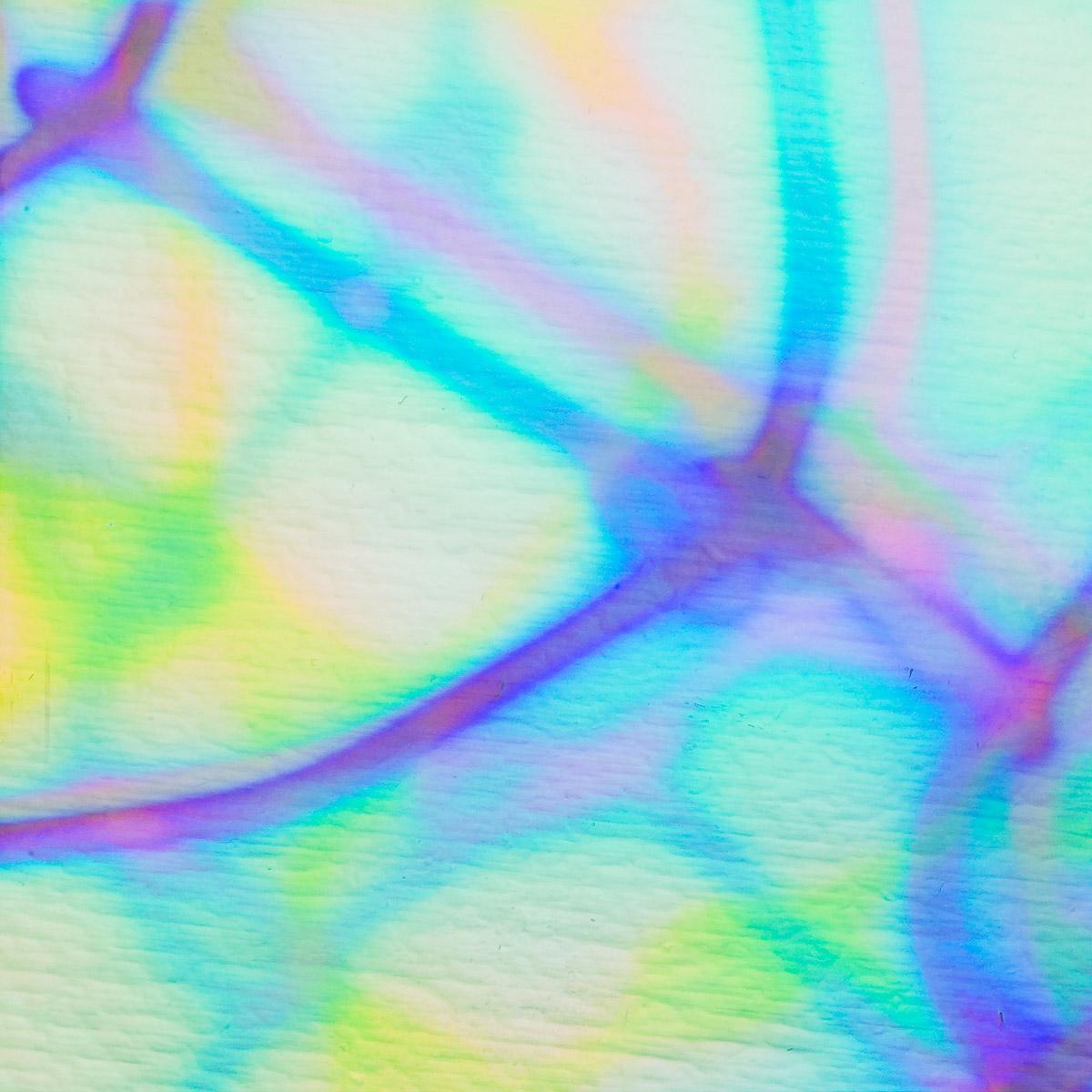 Dichro on Clear, Reptilian Transparent, Thin-rolled, 2 mm, Fusible, 3 x 3 in.