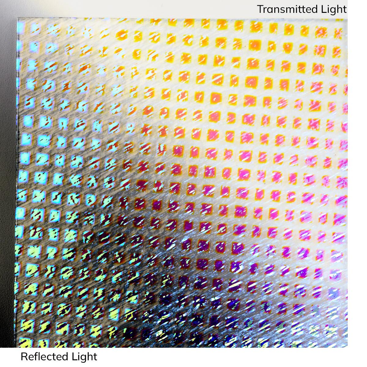 Dichro on Clear, Small Squares Transparent, Thin-rolled, 2 mm, Fusible, 3 x 3 in.