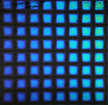 Dichro on Black, Large Squares Opalescent, Thin-rolled, 2 mm, Fusible, 3 x 3 in.