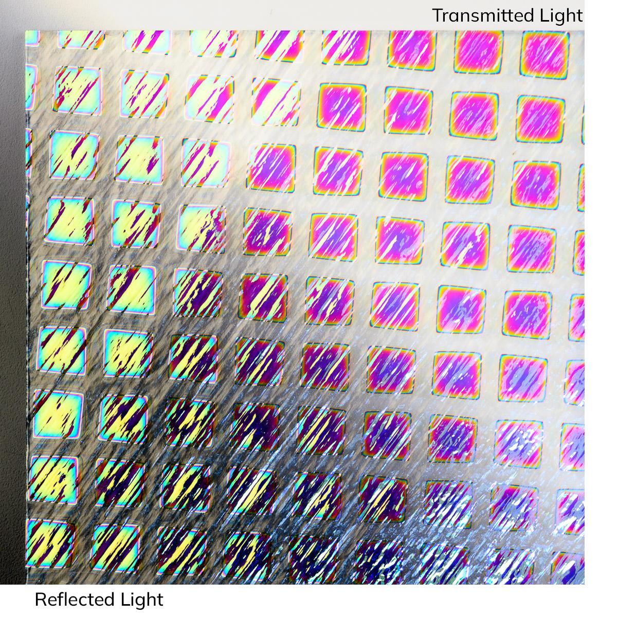 Dichro on Clear, Large Squares Transparent, Thin-rolled, 2 mm, Fusible, 3 x 3 in.