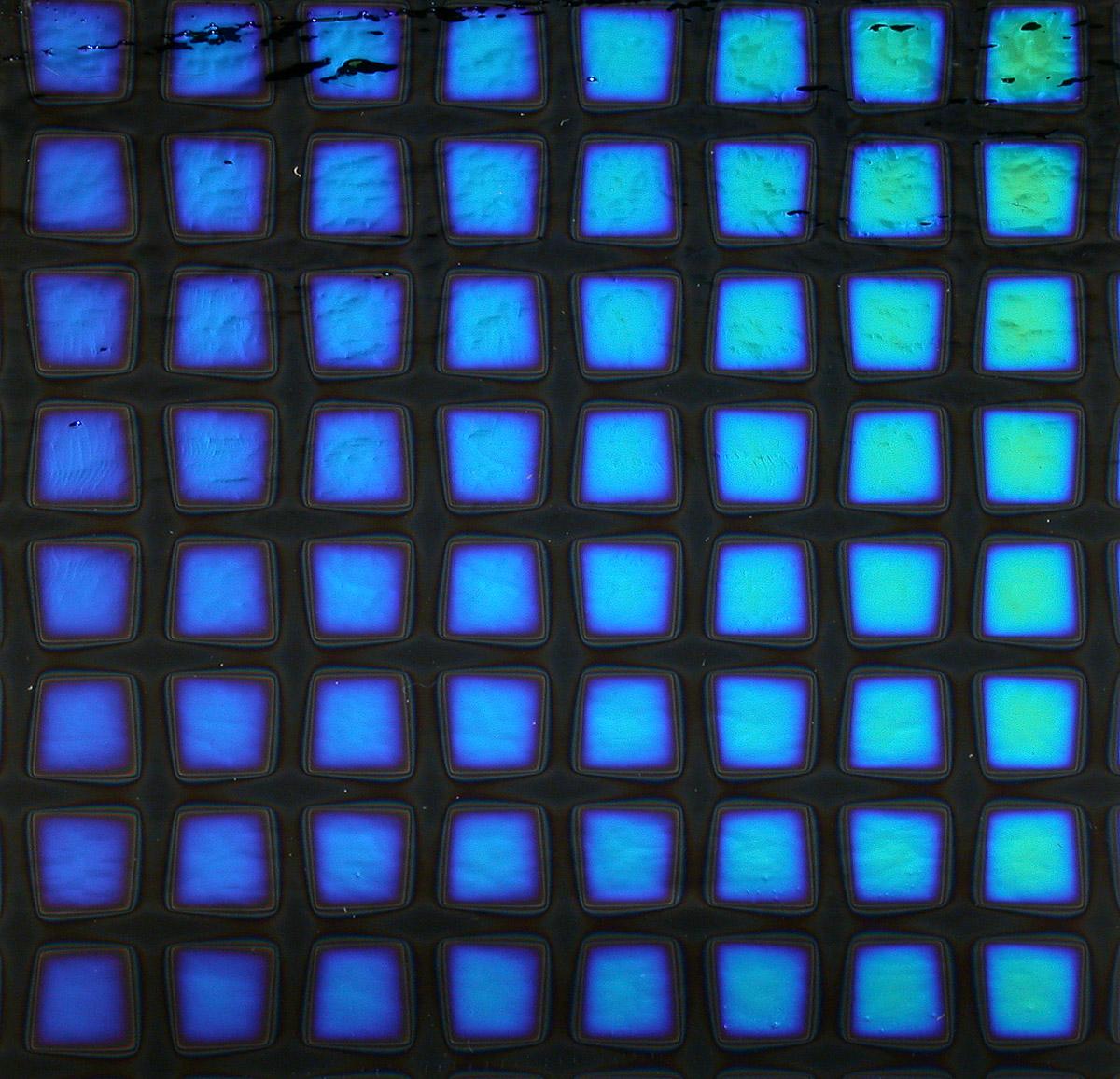 Dichro on Clear, Large Squares Transparent, Thin-rolled, 2 mm, Fusible, 3 x 3 in.