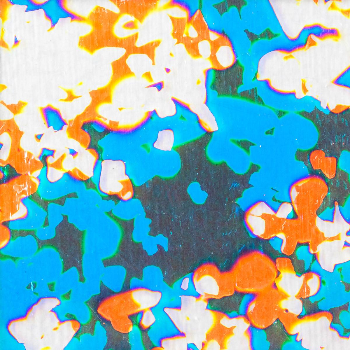 Dichro on Clear, Double Splatter Transparent, Thin-rolled, 2 mm, Fusible, 3 x 3 in.