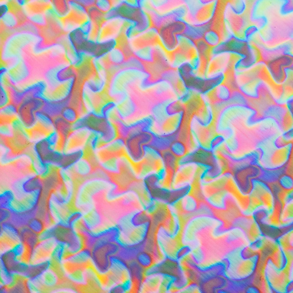 Dichro on Clear, Puzzle, Mixture Transparent, Thin-rolled, 2 mm, Fusible, 3 x 3 in.