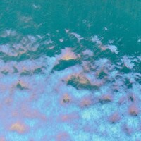 Sea Blue Transparent, Non-Fusible, Double-rolled, Iridescent, rainbow, 3 mm, Color Sample, 2x2 in.