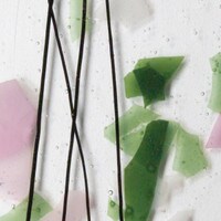 Light Pink, Green, and White on Clear Clear Base Collage, Single-rolled, 3 mm, Fusible