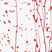 Red Frit, Red Streamers Clear Base Collage, Non-Fusible, Single-rolled, 3 mm, Color Sample, 2x2 in.