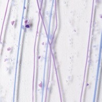 Neo-Lavender and Purple Frit, Cobalt Blue and Purple Streamers Clear Base Collage, Non-Fusible, Single-rolled, 3 mm, Color Sample, 2x2 in.