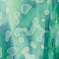 Medium Celery Green Opalescent, Emerald Green Transparent 2-Color Mottle Mix, Single-rolled, 3 mm, Color Sample, 3x5 in.