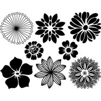 Decal, Large Flowers, Black