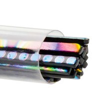 SizzleStix, Black base, Mixed Pattern Dichroic, 3 mm, Fusible, by the Tube