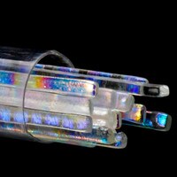 SizzleStix, Clear base, Mixed Pattern Dichroic, 3 mm, Fusible, by the Tube