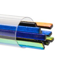 SizzleStix, Black base, Mixed Color Dichroic, 3 mm, Fusible, by the Tube