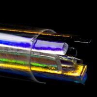 SizzleStix, Clear and Black base, Rainbow Dichroic, 3 and 6 mm, Fusible, by the Tube